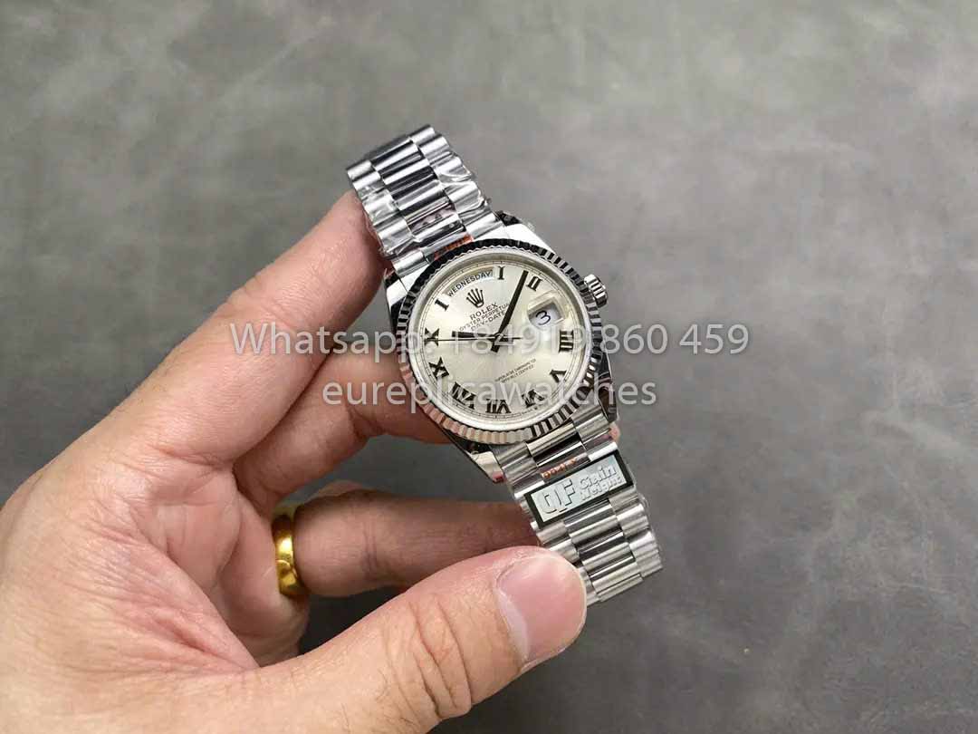 Rolex Day Date 128239 QF Factory 1:1 Best Clone Silver Numeral Dial