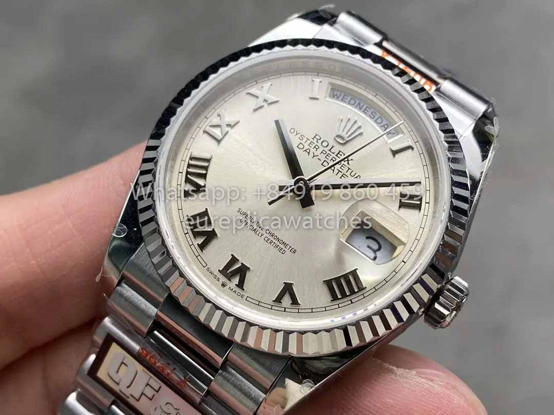 Rolex Day Date 128239 QF Factory 1:1 Miglior Clone Quadrante Numerico Argento