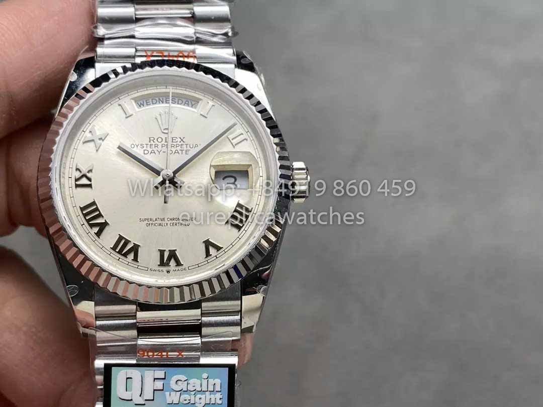 Rolex Day Date 128239 QF Factory 1:1 Miglior Clone Quadrante Numerico Argento