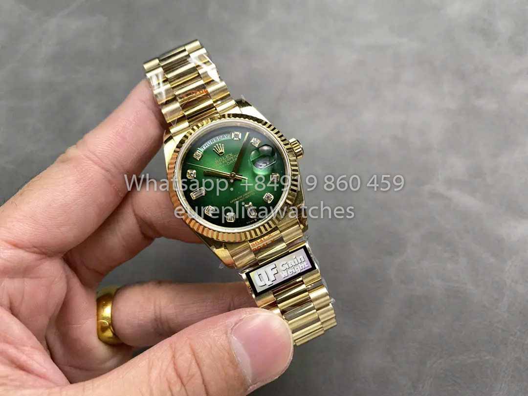 Rolex Day Date 128238-0069 QF Factory 1:1 Best Clone Green Diamond Dial