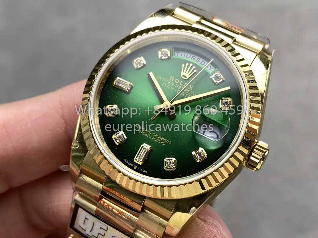 Rolex Day Date 128238-0069 QF Factory 1:1 Miglior Clone Quadrante Verde Diamante