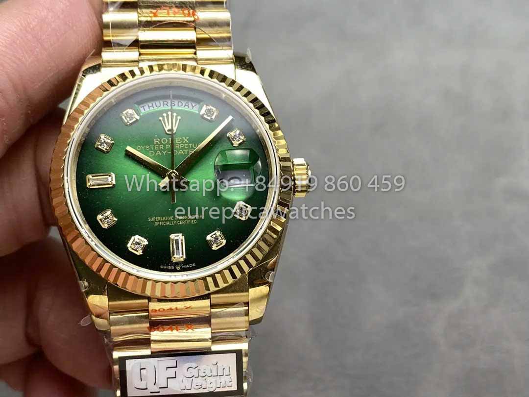 Rolex Day Date 128238-0069 QF Factory 1:1 Miglior Clone Quadrante Verde Diamante