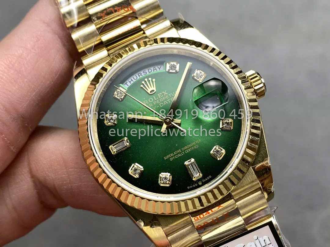 Rolex Day Date 128238-0069 QF Factory 1:1 Miglior Clone Quadrante Verde Diamante