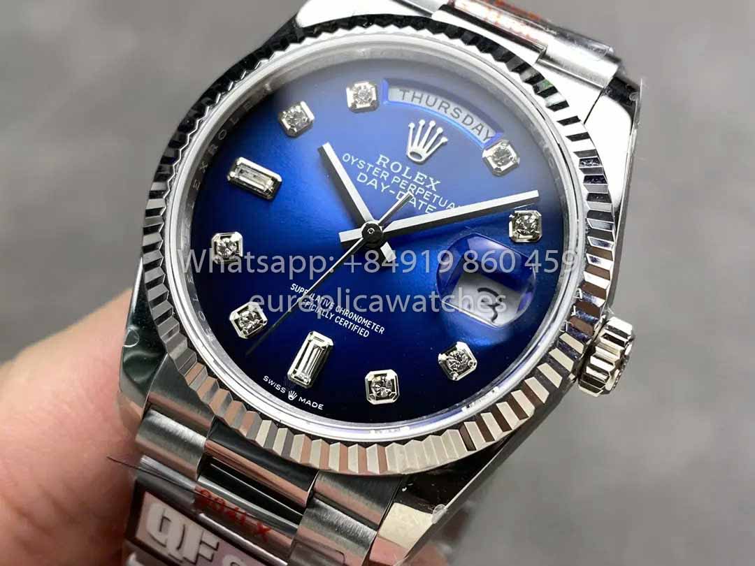 Rolex Day Date M128239-0023 128239-0023 QF Factory 1:1 Miglior Clone Quadrante Blu Diamante