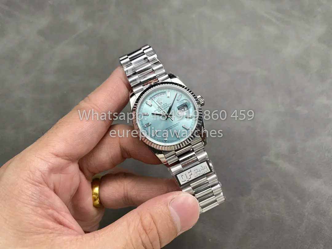 Rolex Day Date M128236 QF Factory 1:1 Mejor clon Esfera azul hielo 36 mm