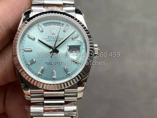 Rolex Day Date M128236 QF Factory 1:1 Miglior Clone Quadrante Blu Ghiaccio 36mm