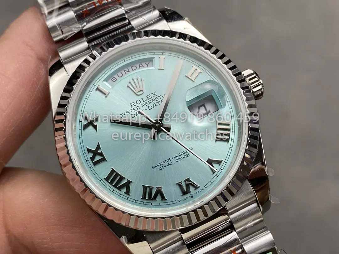 Rolex Day Date M128236 QF Factory 1:1 Mejor clon Esfera con números en azul hielo