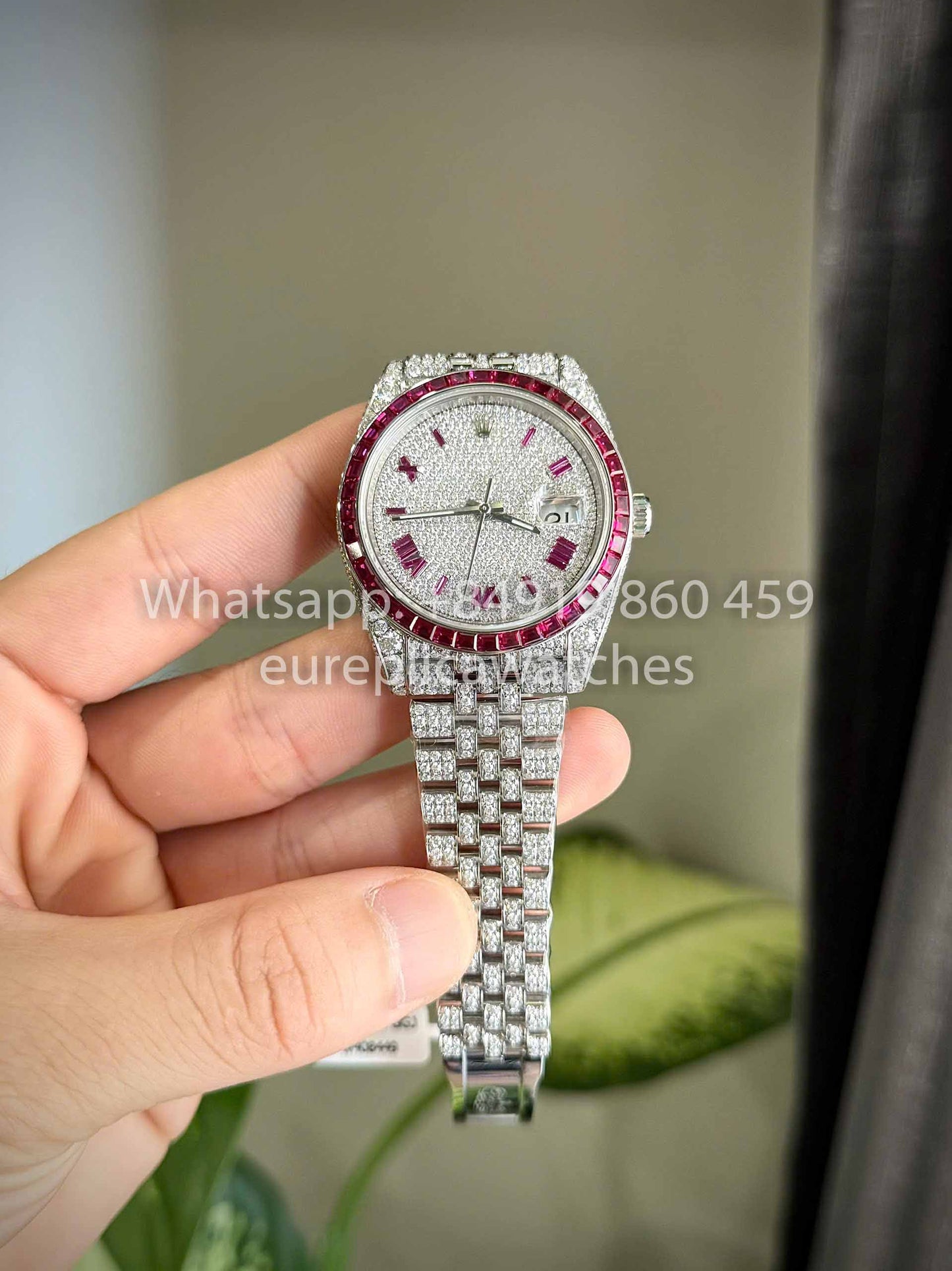 Rolex Datejust 41 - 126300 Iced Out Custom Moissanite and Ruby Saphire stone 1:1 Best Clone