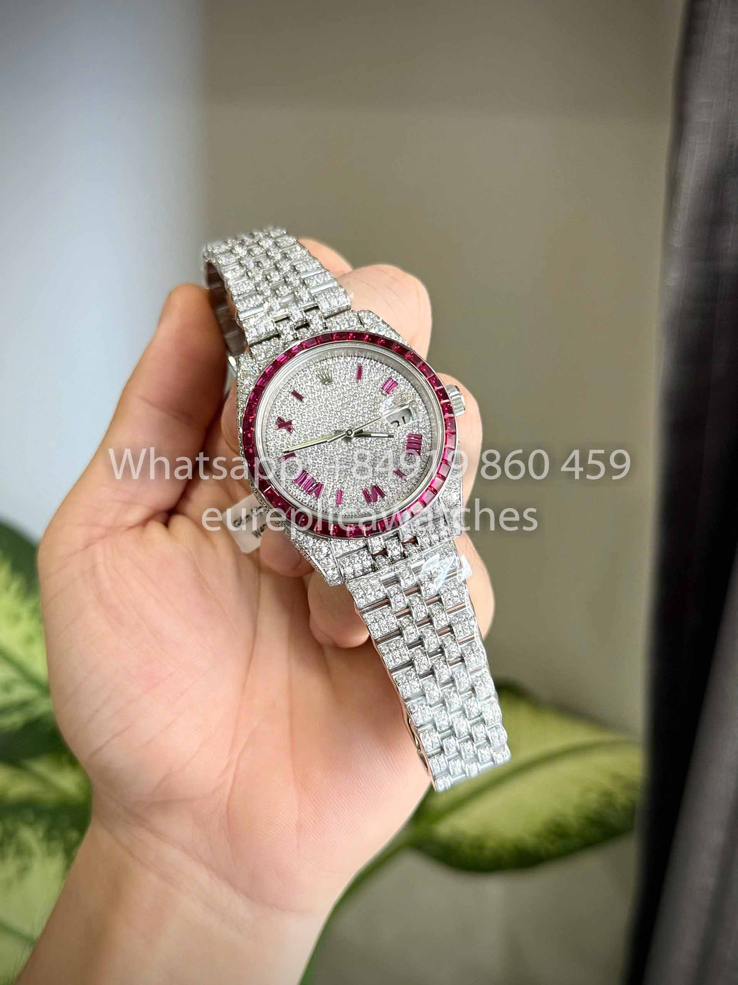 Rolex Datejust 41 - 126300 Iced Out Custom Moissanite and Ruby Saphire stone 1:1 Best Clone