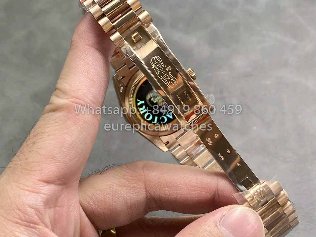 Rolex Day Date M128235-0075 Quadrante numerico QF Factory 1:1 Miglior clone Quadrante cioccolato Oro rosa