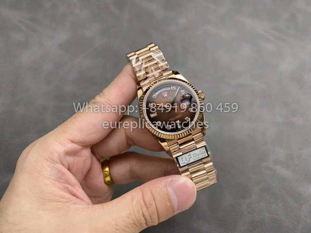 Rolex Day Date M128235-0037 Shadow Dialmond Dial QF Factory 1:1 Miglior Clone Oro Rosa 36