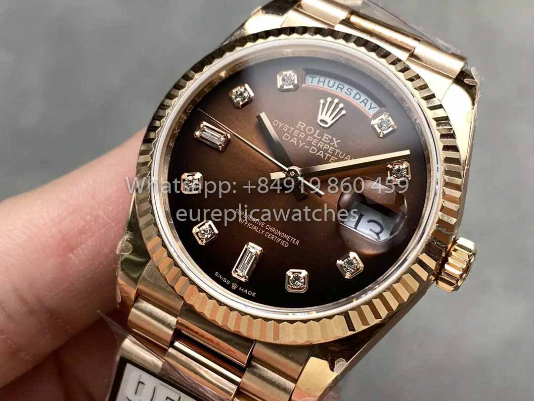 Rolex Day Date M128235-0037 Shadow Dialmond Dial QF Factory 1:1 Miglior Clone Oro Rosa 36