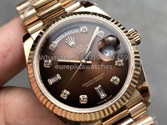 Rolex Day Date M128235-0037 Shadow Dialmond Dial QF Factory 1:1 Miglior Clone Oro Rosa 36