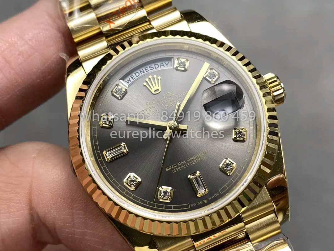 Rolex Day Date M128235 purple mother of pearl QF Factory 1:1 Best Clone Yellow Gold 36