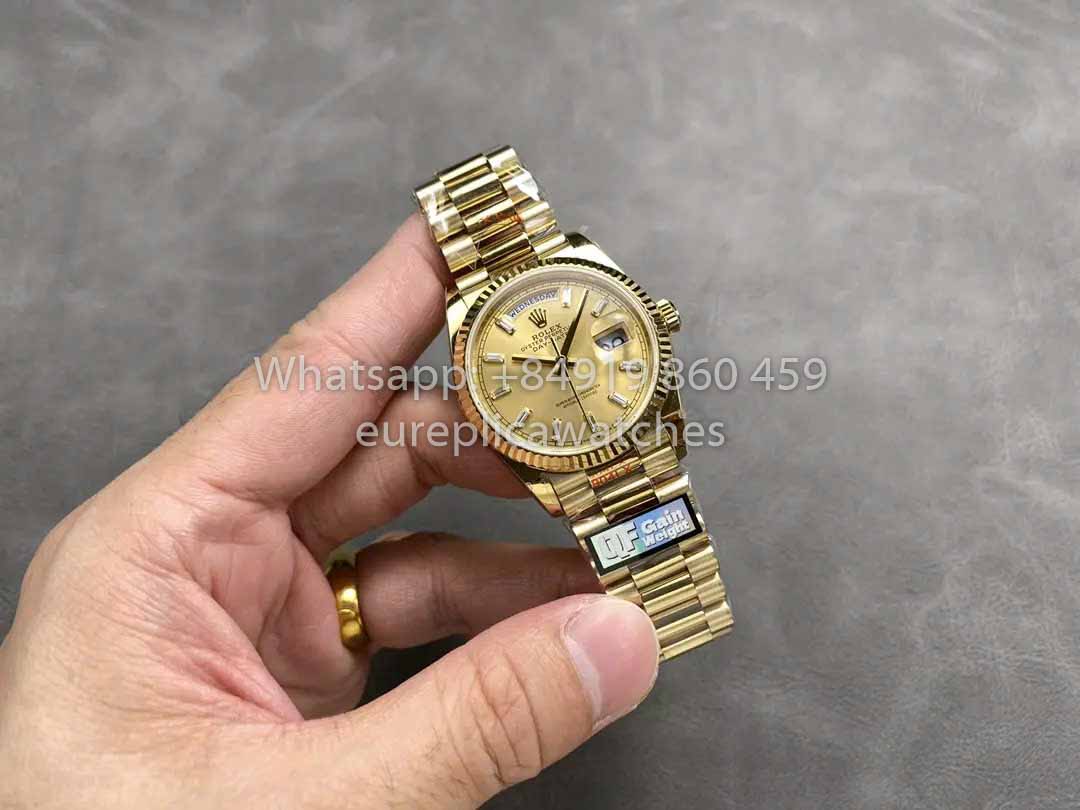 Rolex Day Date M128238 Oro amarillo Esfera de diamantes QF Factory 1:1 Mejor clon 36 mm