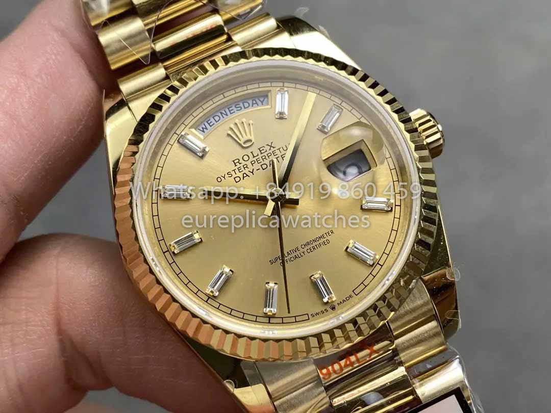 Rolex Day Date M128238 Oro amarillo Esfera de diamantes QF Factory 1:1 Mejor clon 36 mm