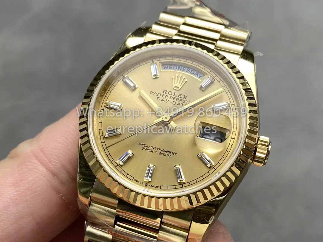 Rolex Day Date M128238 Oro amarillo Esfera de diamantes QF Factory 1:1 Mejor clon 36 mm