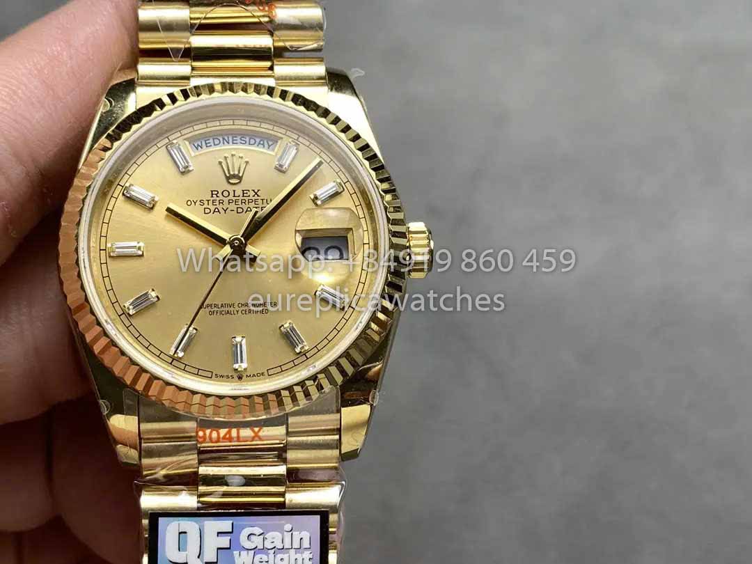 Rolex Day Date M128238 Oro amarillo Esfera de diamantes QF Factory 1:1 Mejor clon 36 mm