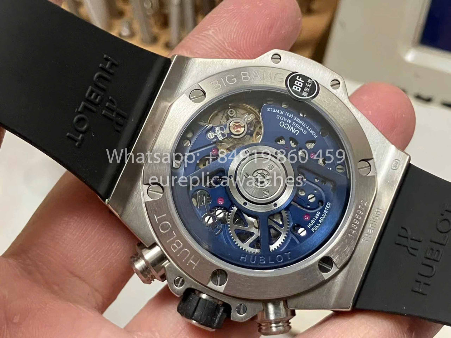 Hublot Big Bang Unico Titanium 441.NL.5171.RX 1:1 Best Edition BBF Factory cinturino blu lunetta in ceramica 