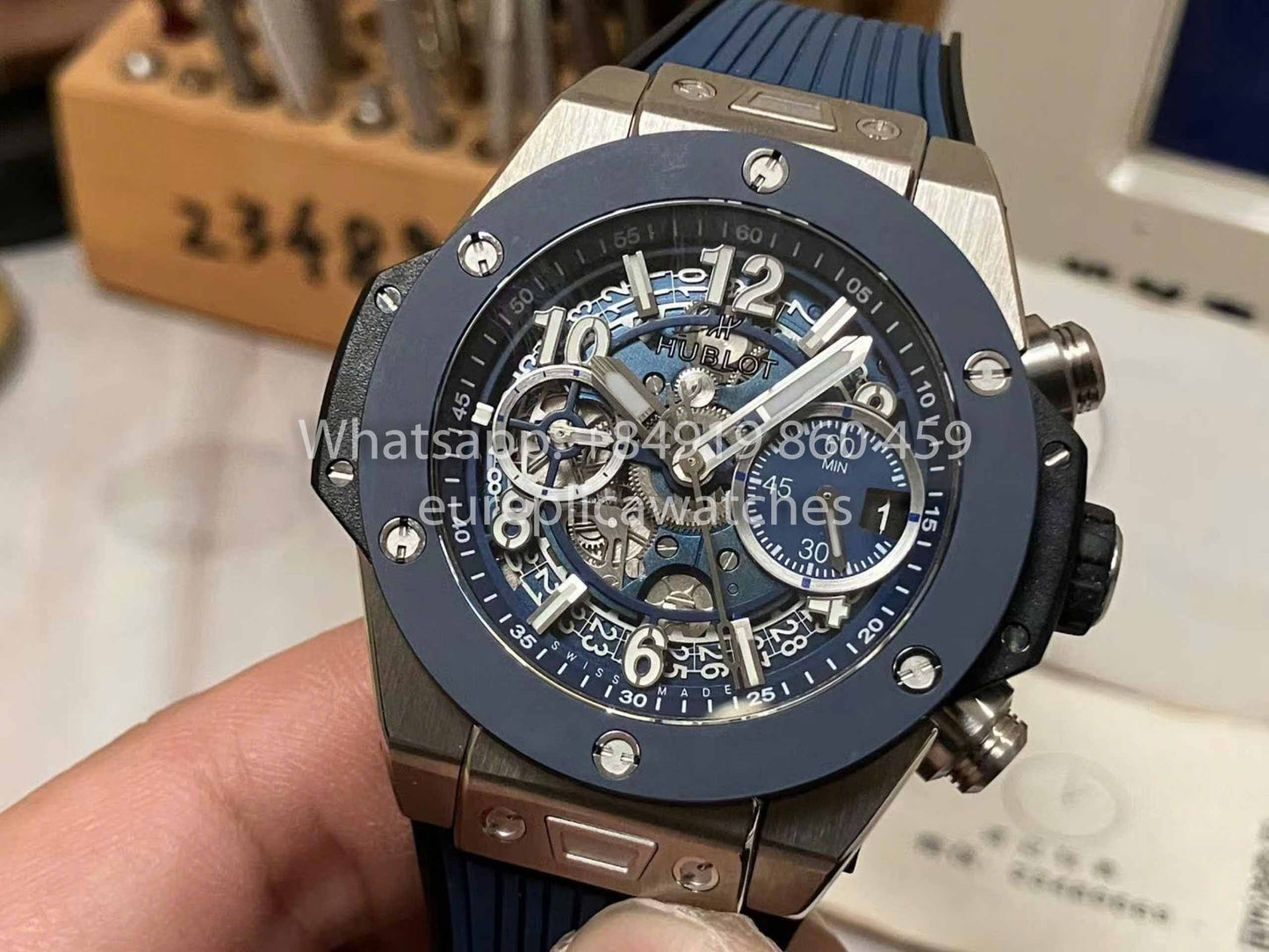 Hublot Big Bang Unico Titanium 441.NL.5171.RX 1:1 Best Edition BBF Factory cinturino blu lunetta in ceramica 