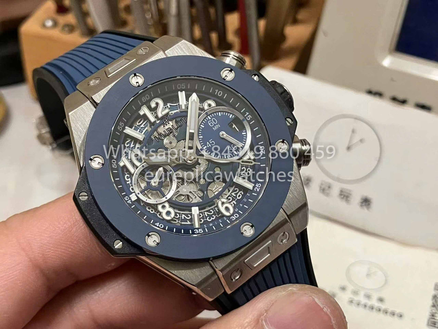 Hublot Big Bang Unico Titanium 441.NL.5171.RX 1:1 Best Edition BBF Factory cinturino blu lunetta in ceramica 