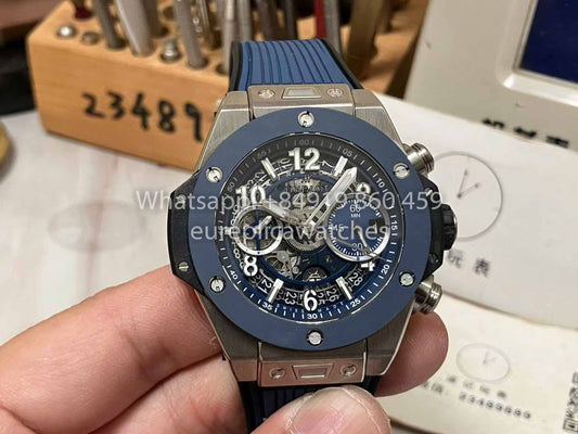 Hublot Big Bang Unico Titanium 441.NL.5171.RX 1:1 Best Edition BBF Factory cinturino blu lunetta in ceramica 