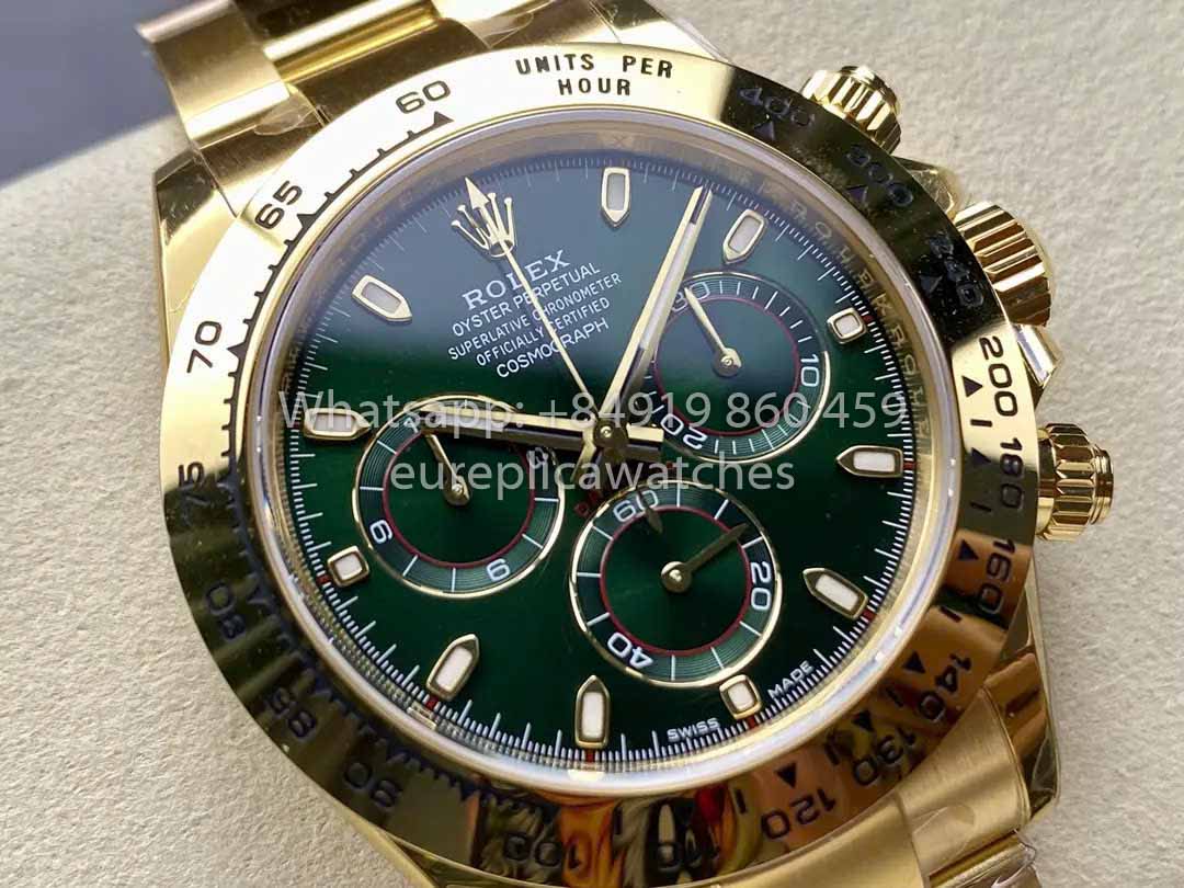 Reloj Rolex Cosmograph Daytona 40 en oro amarillo con esfera árabe verde 116508 VS Factory 1:1 Super Clone