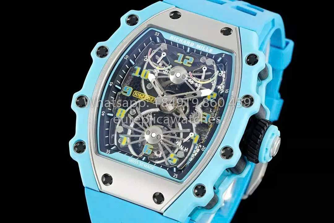 Orologio Richard Mille RM21-01 Blue Tiffany Tourbillon 1:1 miglior clone RM Factory