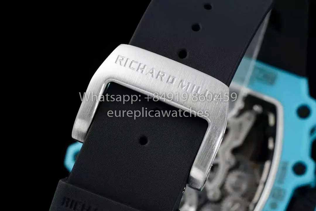 Reloj Richard Mille RM21-01 Tourbillon Tiffany azul 1:1 mejor clon RM Factory Correa negra