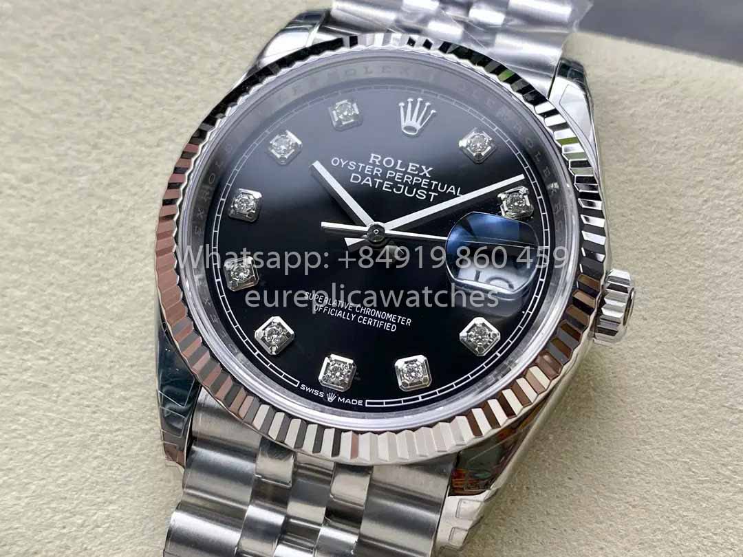 Rolex Datejust 36 126234 Esfera de diamantes negros 1:1 Mejor clon vs fábrica