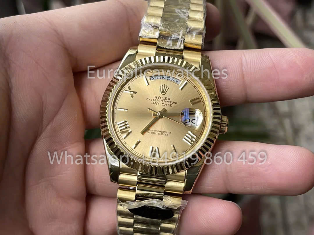 Rolex Day Date 40 228238-0006 Oro amarillo Esfera amarilla 1:1 Mejor clon KF Factory 215 gramos