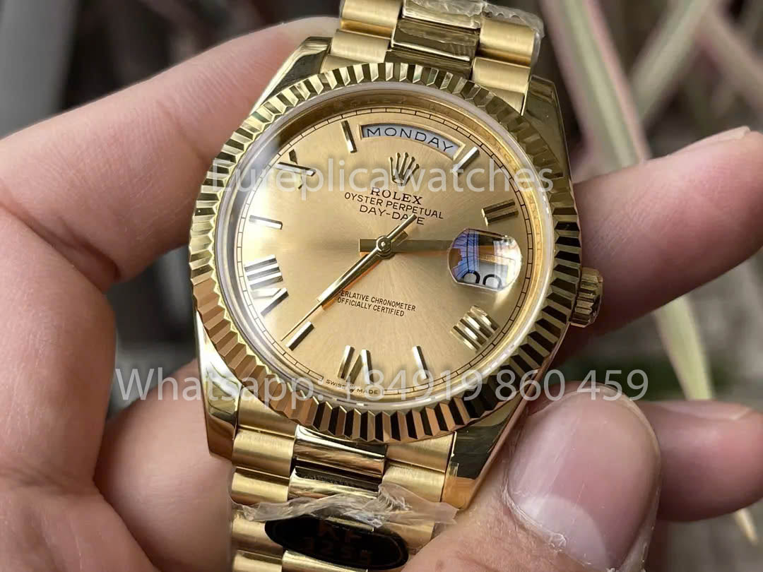 Rolex Day Date 40 228238-0006 Oro amarillo Esfera amarilla 1:1 Mejor clon KF Factory 215 gramos