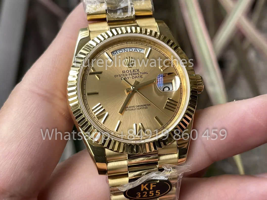 Rolex Day Date 40 228238-0006 Oro amarillo Esfera amarilla 1:1 Mejor clon KF Factory 215 gramos