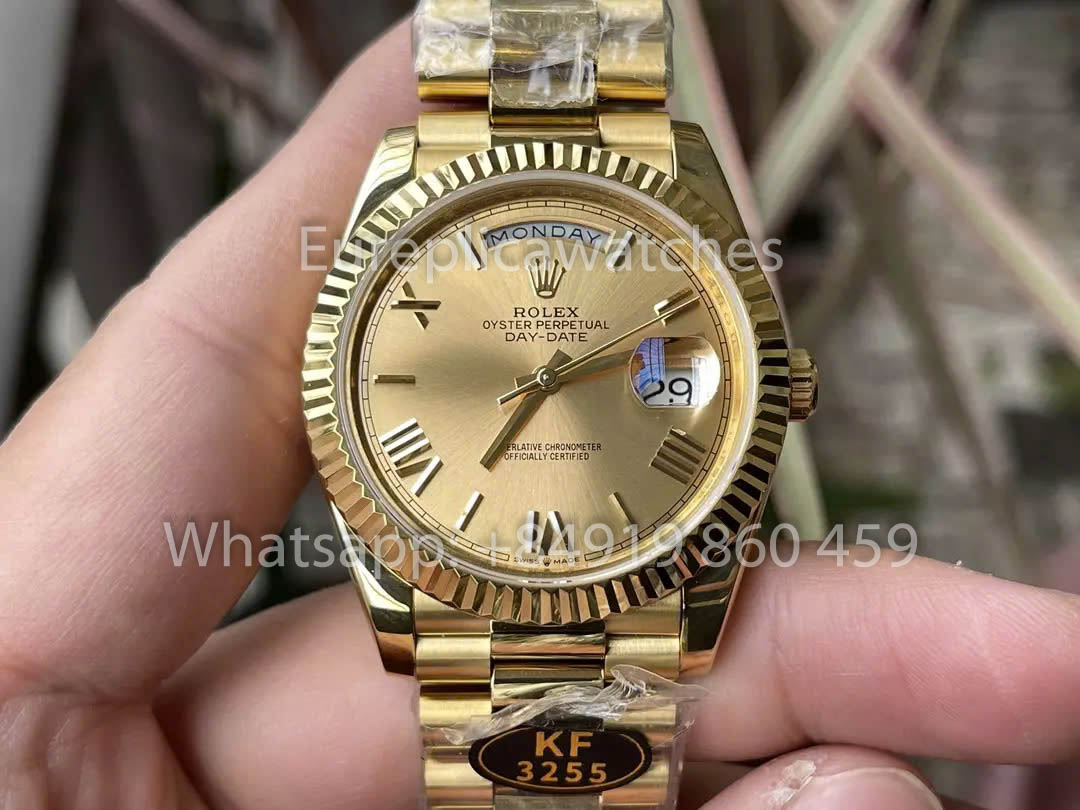 Rolex Day Date 40 228238-0006 Oro amarillo Esfera amarilla 1:1 Mejor clon KF Factory 215 gramos