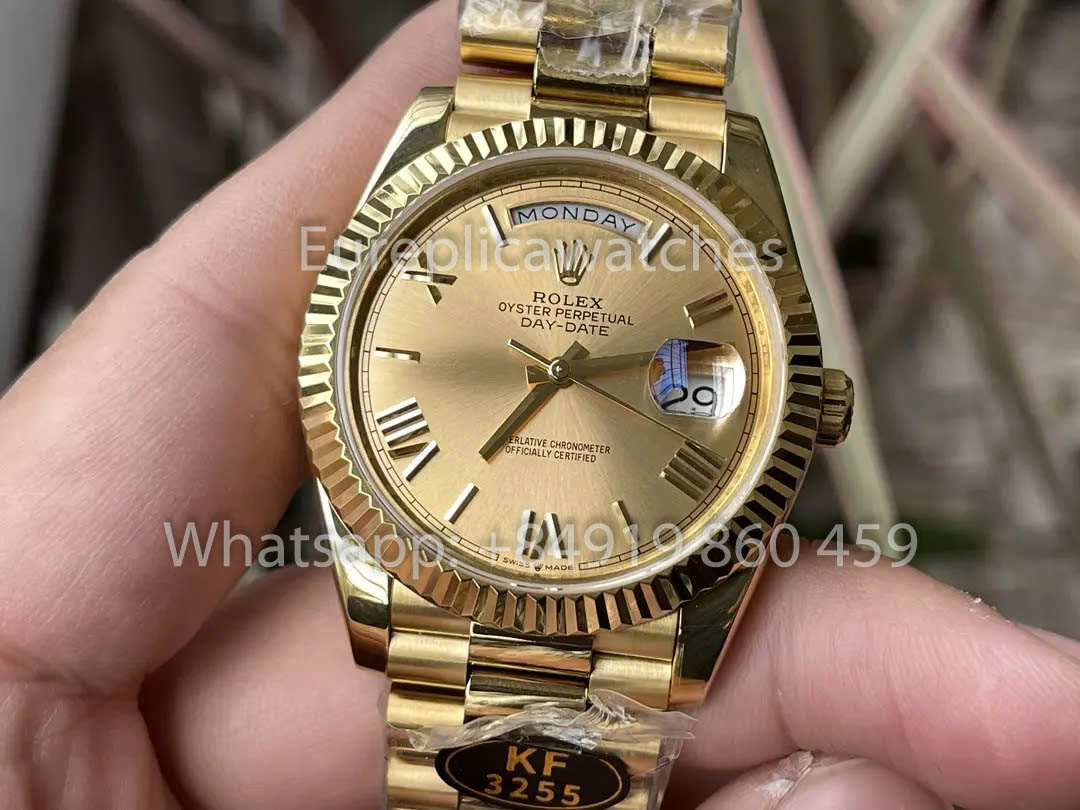 Rolex Day Date 40 228238-0006 Oro amarillo Esfera amarilla 1:1 Mejor clon KF Factory 215 gramos