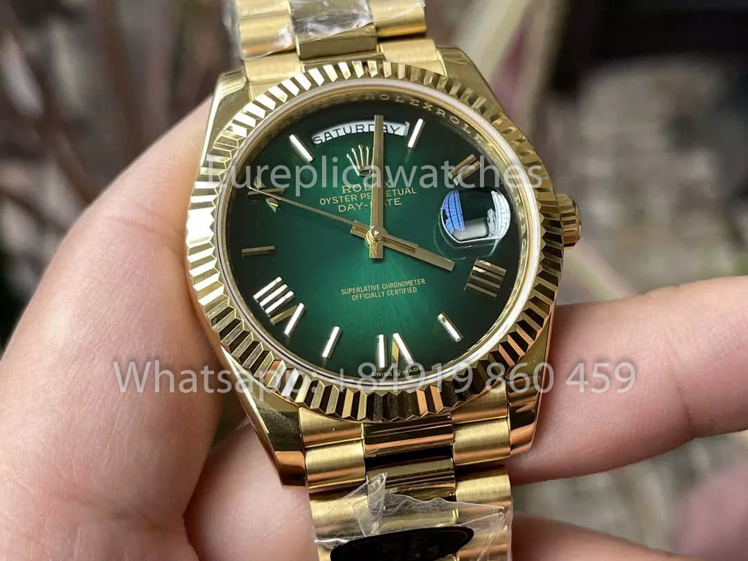 Rolex Oro Giallo Day Date 40 228238-0069 Quadrante Giallo 1:1 Miglior Clone KF Factory 215 Grammi