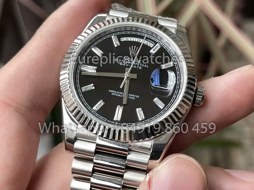 Rolex White Gold Day Date 40 228239-0004 Lunetta scanalata 1:1 Miglior clone KF Factory 215 grammi