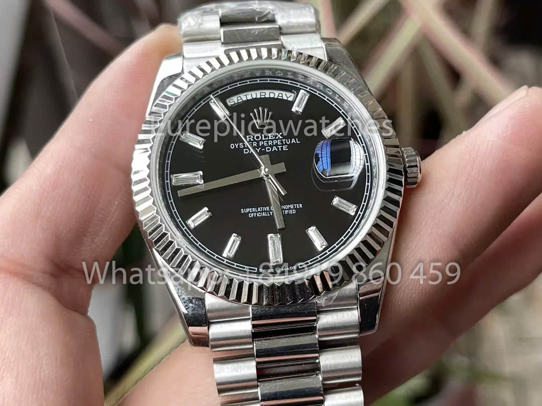 Rolex White Gold Day Date 40 228239-0004 Lunetta scanalata 1:1 Miglior clone KF Factory 215 grammi