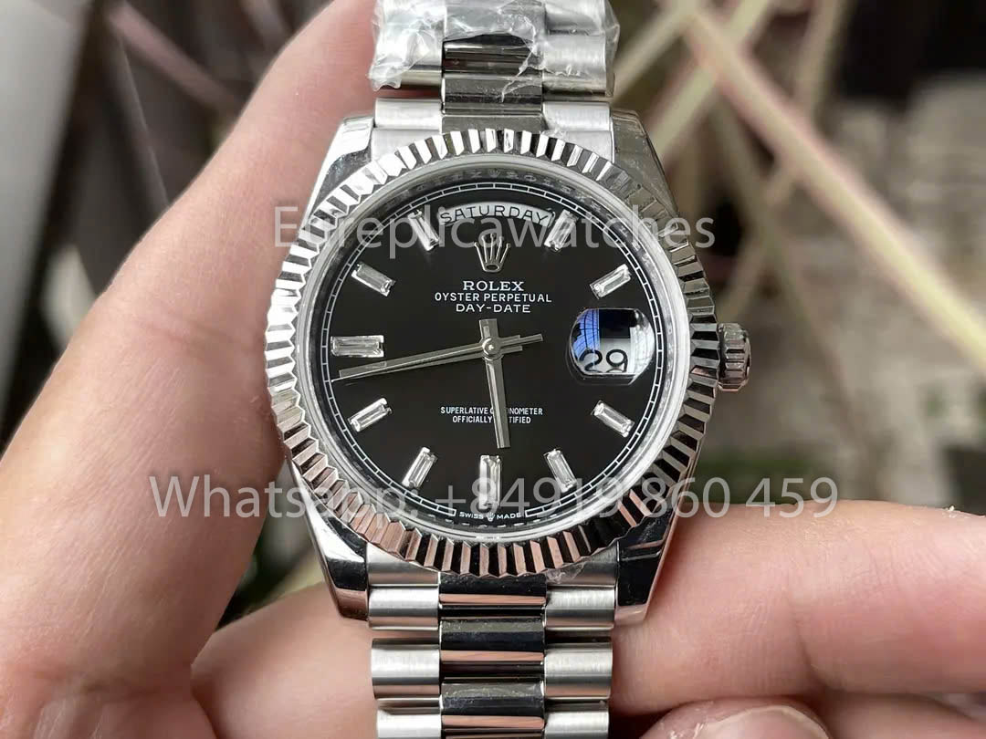 Rolex White Gold Day Date 40 228239-0004 Lunetta scanalata 1:1 Miglior clone KF Factory 215 grammi