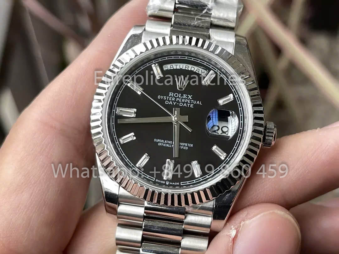 Rolex White Gold Day Date 40 228239-0004 Lunetta scanalata 1:1 Miglior clone KF Factory 215 grammi