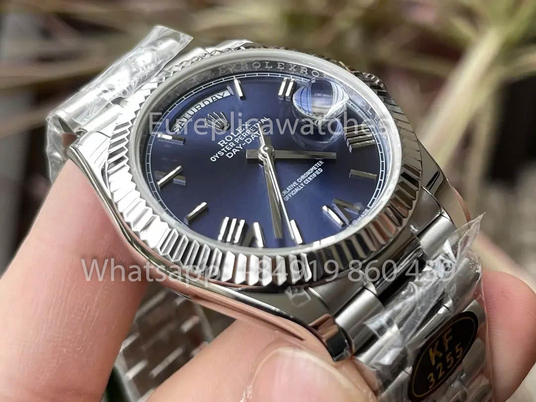 Rolex White Gold Day Date 40 228239-007 Fluted Bezel  1:1 Best Clone KF Factory 215 Gram