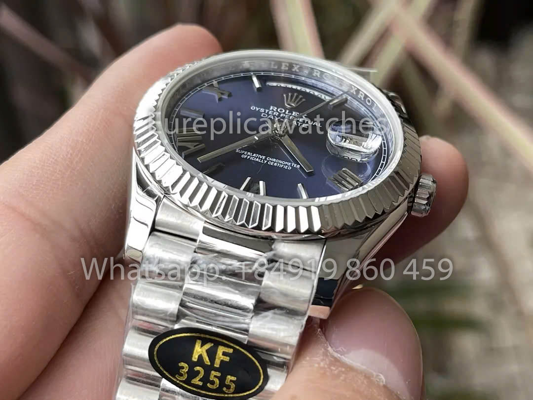 Rolex White Gold Day Date 40 228239-007 Fluted Bezel  1:1 Best Clone KF Factory 215 Gram