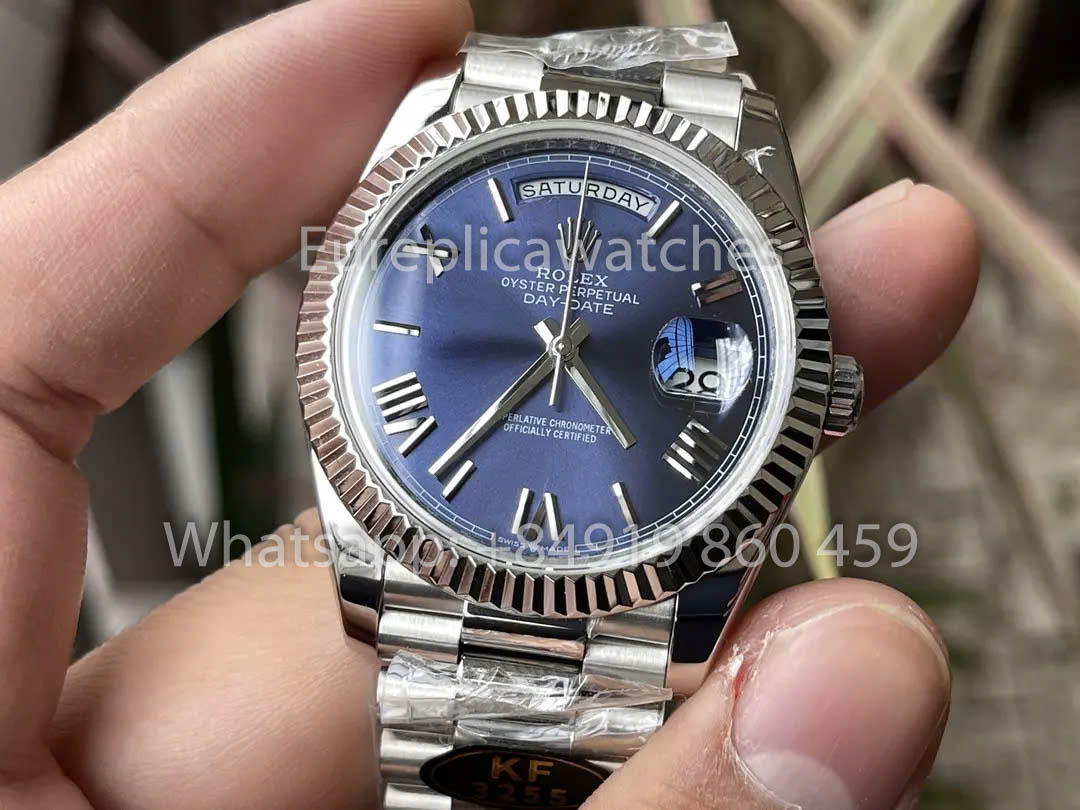 Rolex White Gold Day Date 40 228239-007 Lunetta scanalata 1:1 Miglior clone KF Factory 215 grammi