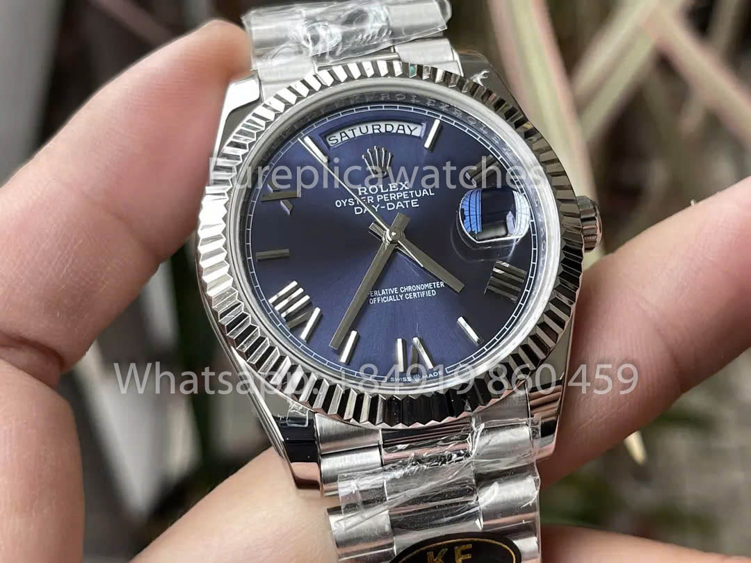 Rolex White Gold Day Date 40 228239-007 Lunetta scanalata 1:1 Miglior clone KF Factory 215 grammi