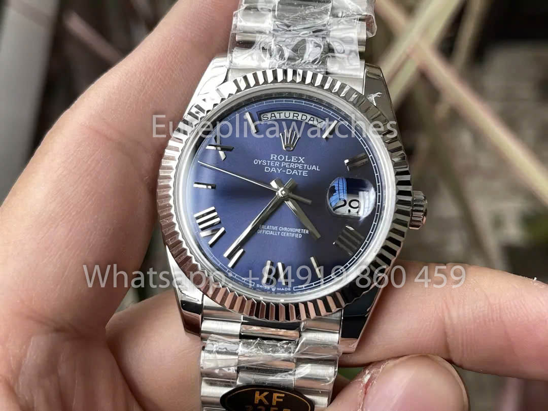 Rolex White Gold Day Date 40 228239-007 Lunetta scanalata 1:1 Miglior clone KF Factory 215 grammi