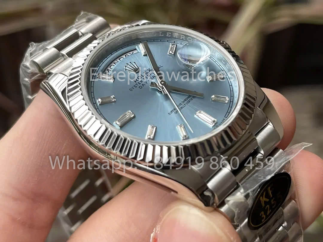 Rolex White Gold Day Date 40 228236-0006 Lunetta scanalata 1:1 Miglior clone KF Factory 215 grammi