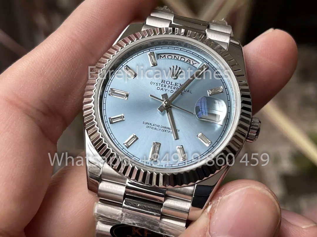 Rolex White Gold Day Date 40 228236-0006 Lunetta scanalata 1:1 Miglior clone KF Factory 215 grammi