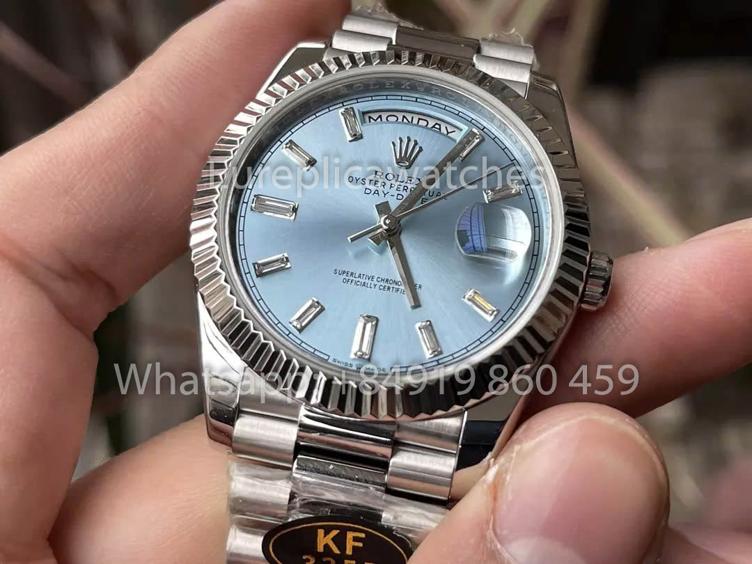 Rolex White Gold Day Date 40 228236-0006 Lunetta scanalata 1:1 Miglior clone KF Factory 215 grammi