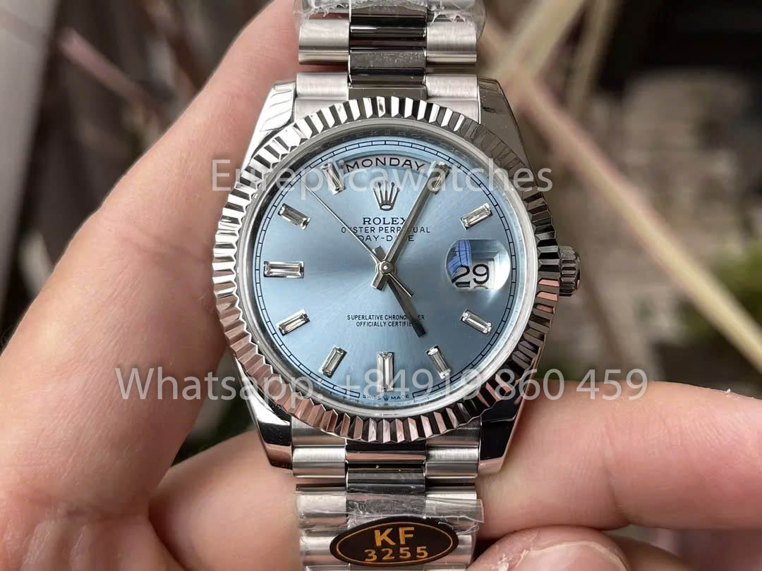 Rolex White Gold Day Date 40 228236-0006 Lunetta scanalata 1:1 Miglior clone KF Factory 215 grammi