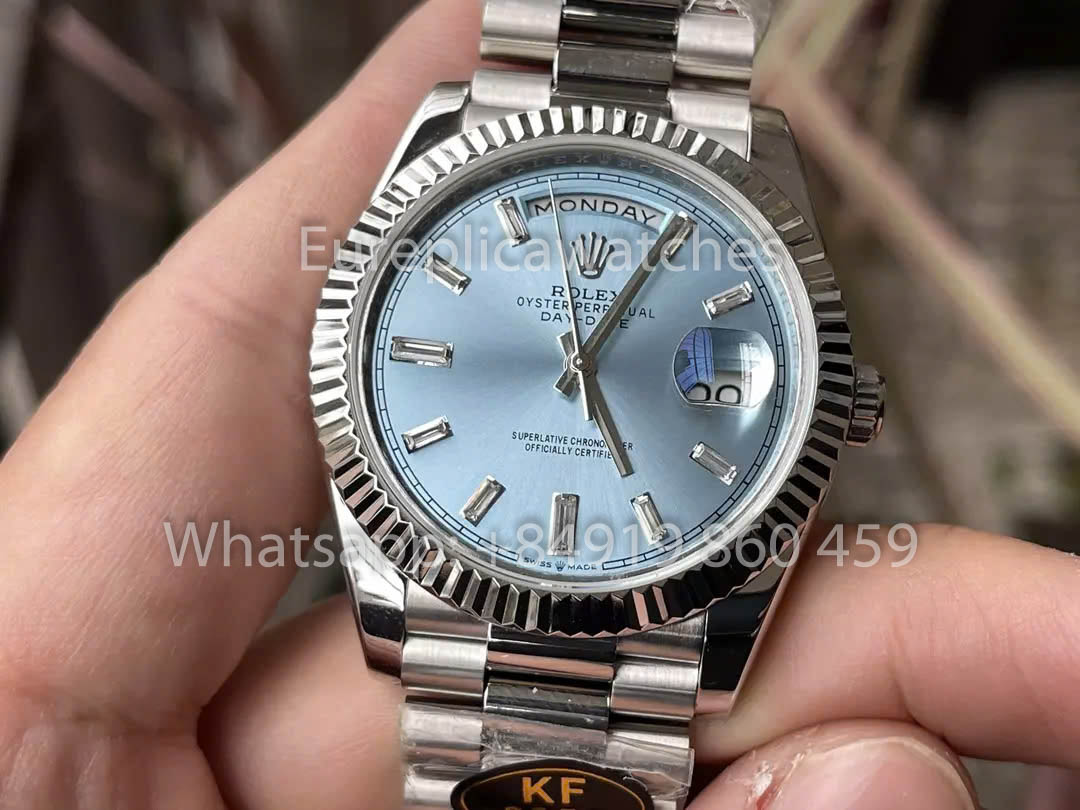 Rolex White Gold Day Date 40 228236-0006 Lunetta scanalata 1:1 Miglior clone KF Factory 215 grammi